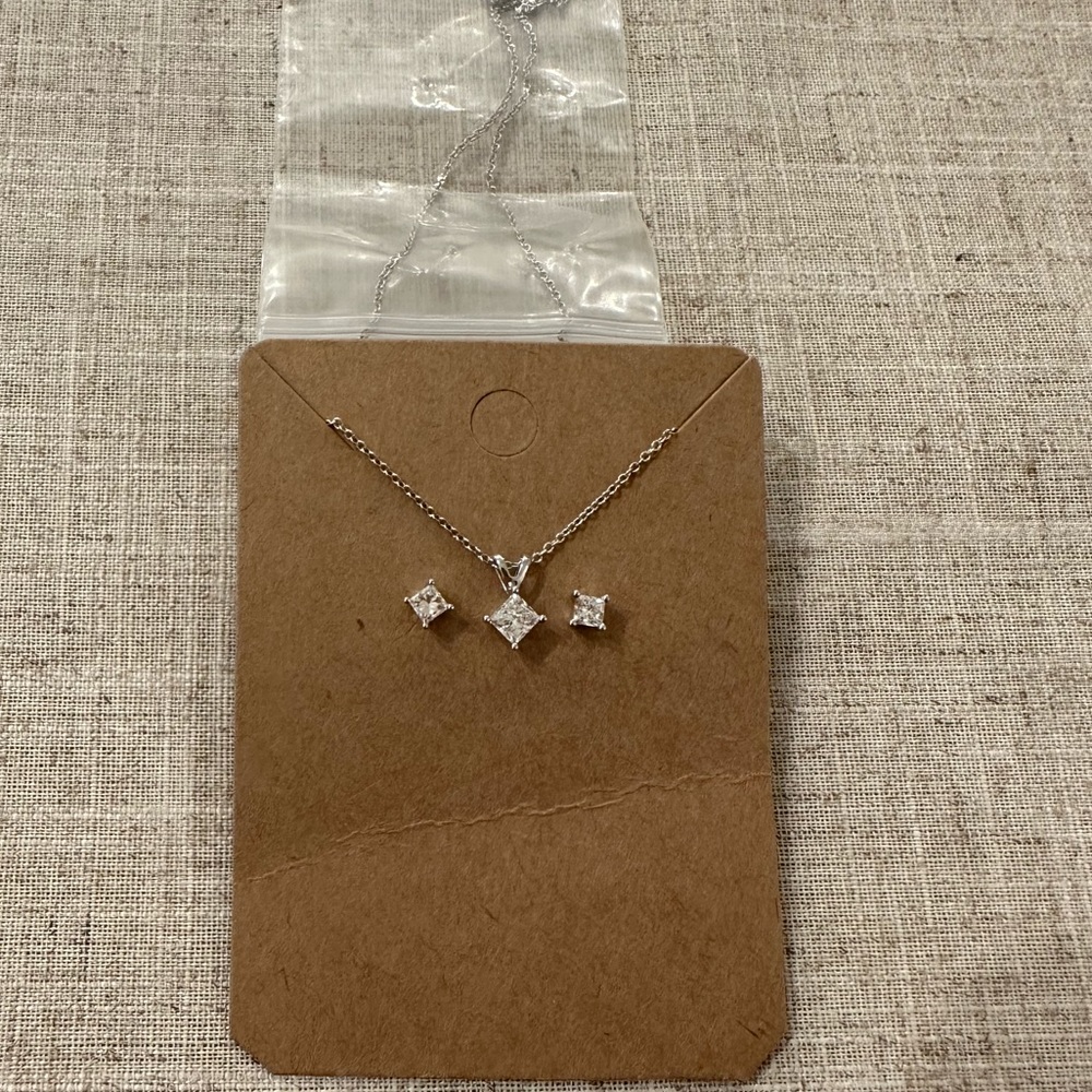 Grown Brilliance Lab Grown Princess Cut Diamond Necklace and Earring Set